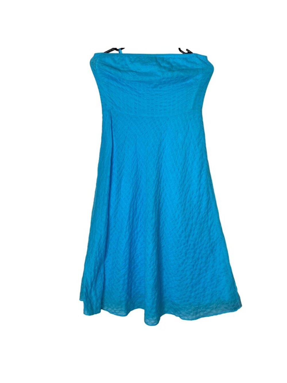 J.Crew Aqua Blue Strapless Dress 4 Textured Cotton Lined Sundress Coastal Resort